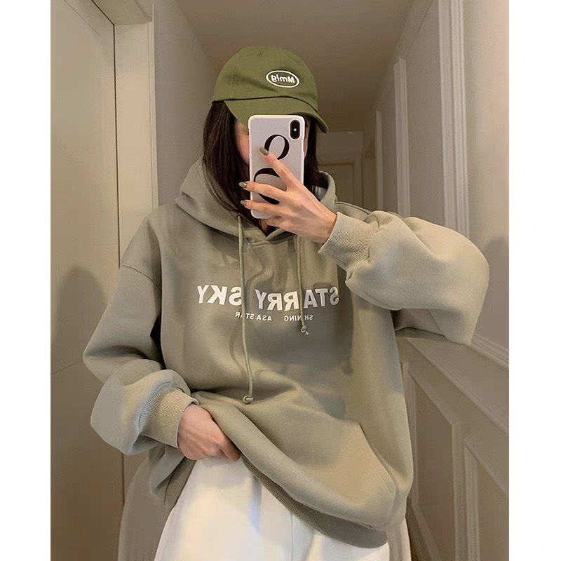 Áo Nỉ Hoodie Starry Sky Hàn Quốc, Chất Nỉ Ngoại Đẹp, Freesize 65kg Đổ Lại, Có Quà Tặng Kèm