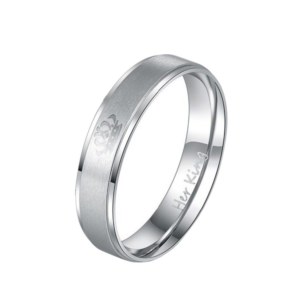 Nhẫn thép titan thiết kế chữ His Queen Her King cho cặp đôi