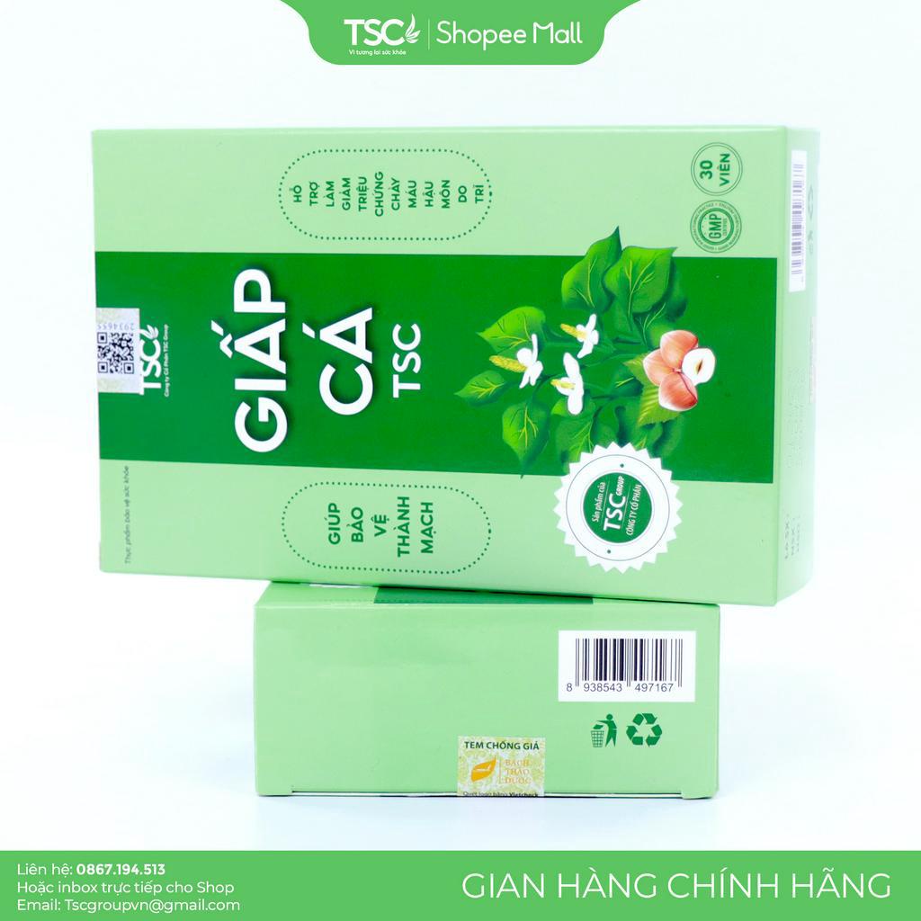 Viên uống giấp cá TSC Group hỗ trợ giảm trĩ và táo bón, giúp bảo vệ thành mạch từ cao khô diếp cá - Hộp 30 viên