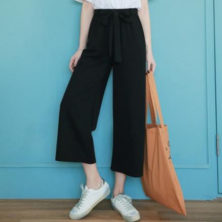 QUẦN CULOTTES ỐNG RỘNG VẢI ĐŨI LƯNG THUN DÁNG DÀI VÀ LỬNG CAO CẤP ༷