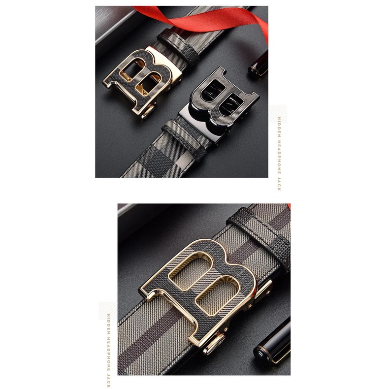 Dây Thắt Lưng Da Bò Khóa Chữ B Màu Vàng Kim Phong Cách Hàn Quốc Thời Trang Cho Nam