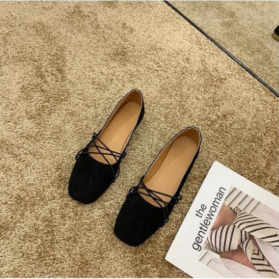 Giày búp bê da lộn nơ dây mảnh cực xinh G031 | BigBuy360 - bigbuy360.vn