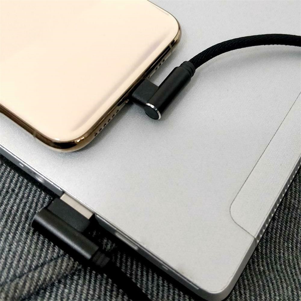 Dây cáp sạc pin ngắn 25cm góc 90 độ đầu USB C Type-C Lightning Micro