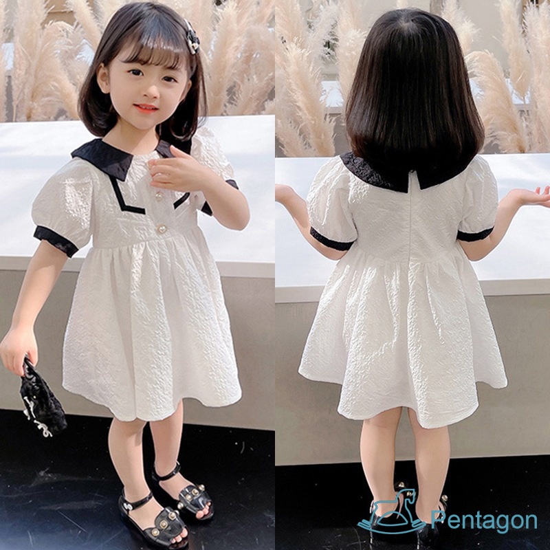 Đầm Công Chúa Cổ Búp Bê Màu Sắc Ngọt Ngào Phong Cách Hàn Quốc Thời Trang Mùa Hè Cho Bé Gái