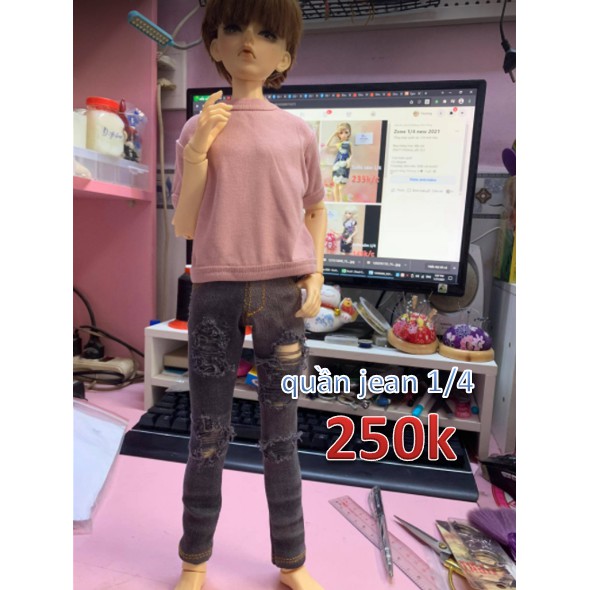 Quần jean BJD dài kiểu kim sa wax thời trang cao cấp size 1/4