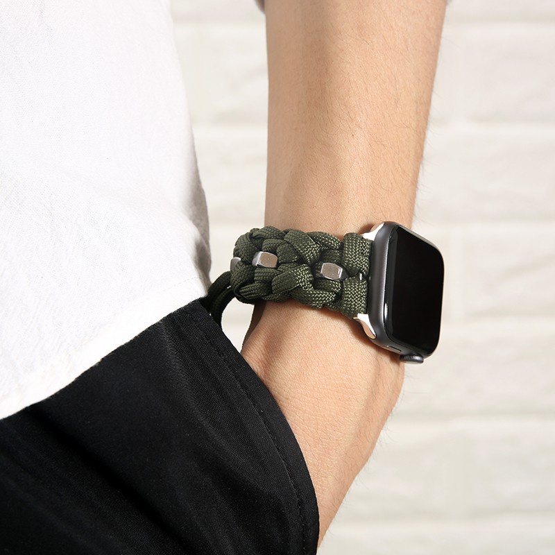 Dây nylon Bện Bằng Thép Không Gỉ 38mm 42mm Cho apple watch 6 5 4 SE 40 44mm 7 41 45mm