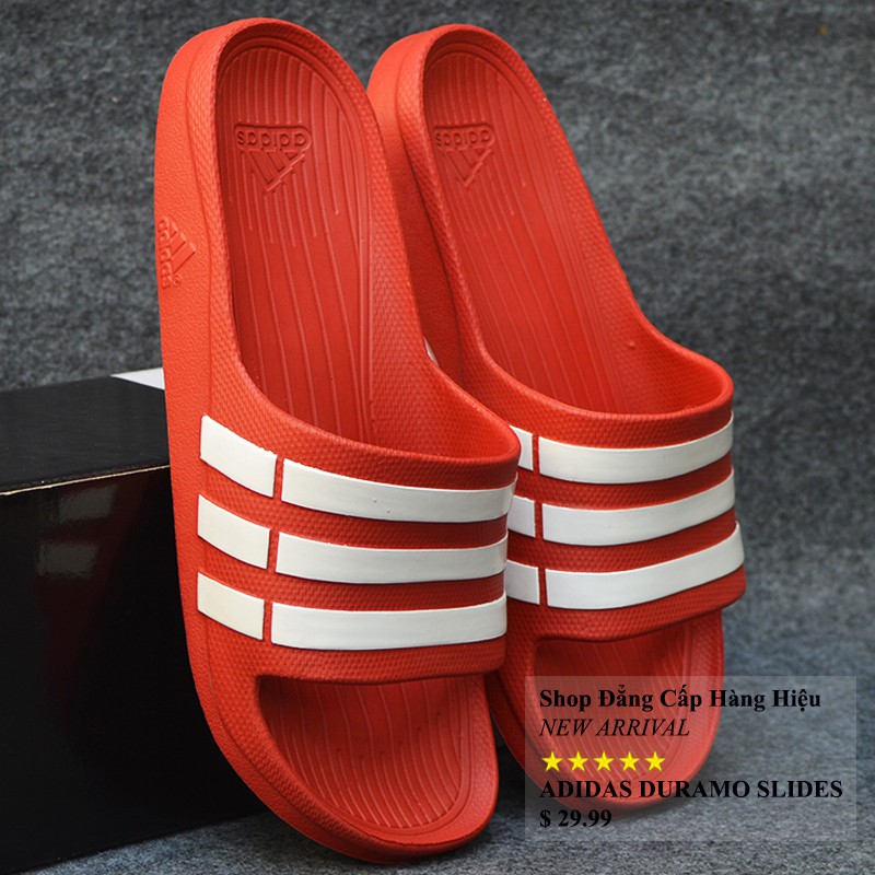 Dép Adidas Duramo chính hãng màu đỏ sọc trắng