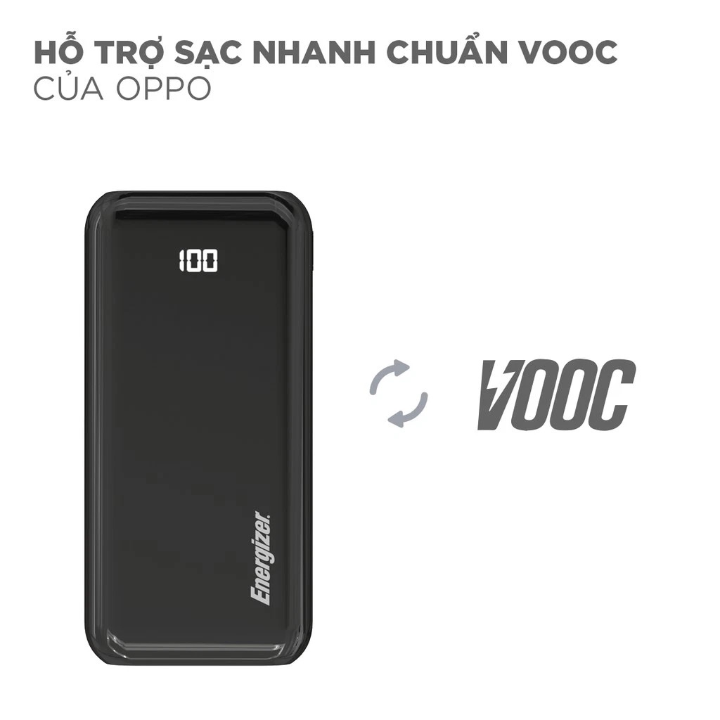 Pin sạc dự phòng Energizer UE20011PQ sạc nhanh QC 3.0 - PD 3.0 dung lượng 20000mah