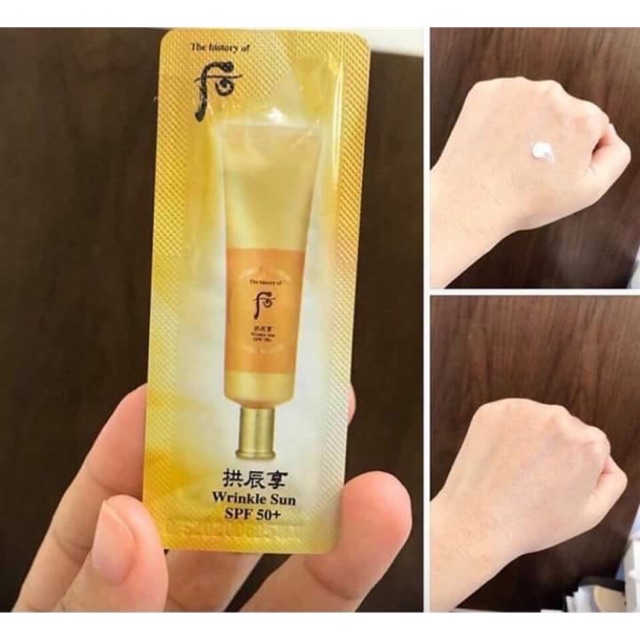 Kem chống nắng chống nhăn Whoo vàng - WHOO JIN HAE YOON WRINKLE SUN CREAM SPF50+/PA+++ 5.0