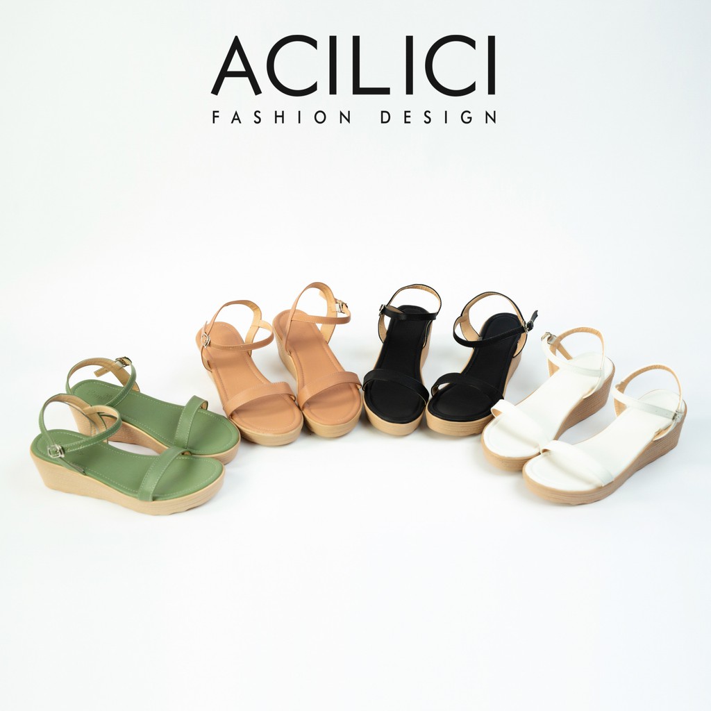 Giày sandal nữ  ACILICI đế xuồng, giày cao gót thời trang mang êm chân gót cao 5p fom chuẩn size 35-39 đủ màu_TC07