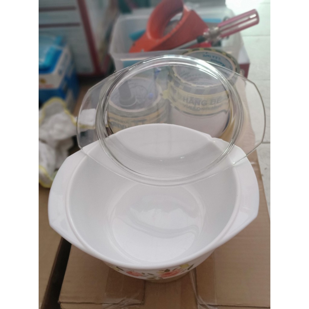 Tố sứ nắp thủy tinh 7in