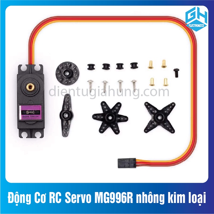 1 Cái Động Cơ RC Servo MG996R nhông và bánh răng full kim loại góc quay 180,360 độ