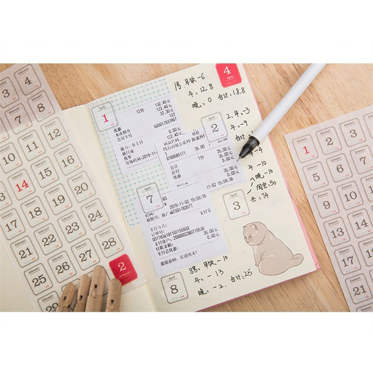 Set 12 tấm miếng dán trang trí nhật ký 365 ngày sáng tạo