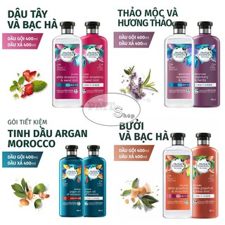 Bộ Dầu Gội + Xả Herbal Essences 400ml Dâu Tây & Bạc Hà, Tinh Dầu Argan Morocco, Bưởi & Bạc Hà, Thảo mộc & hương thảo