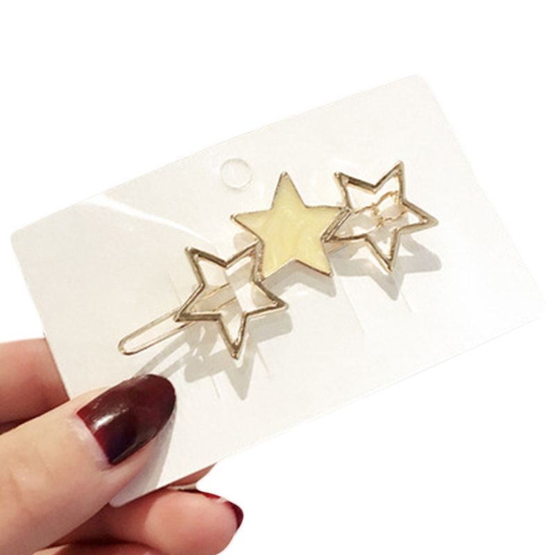 Flgo Kẹp Tóc Kim Loại Hình Ngôi Sao / Hình Học Rỗng Phong Cách Nhật Bản Cho Nữ