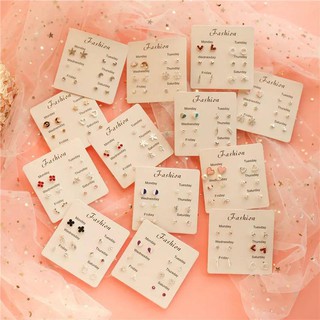SET 8 ĐÔI BÔNG TAI HÀN QUỐC BẠC CHO NỮ NHIỀU MẪU KÈM HÌNH THẬT