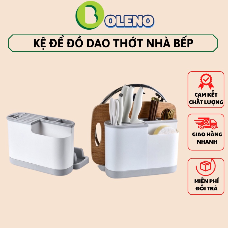 Khay kệ ống đựng đũa muỗng cắm dao kết hợp giá để úp thớt nắp vung để đồ nhà bếp đa năng thông minh