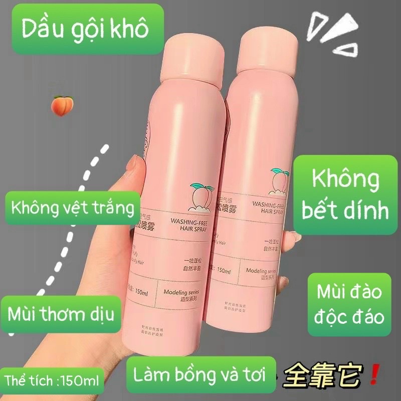Dầu Gội Khô, Xịt Gội khô không cần nước, không bết tóc, thơm mát