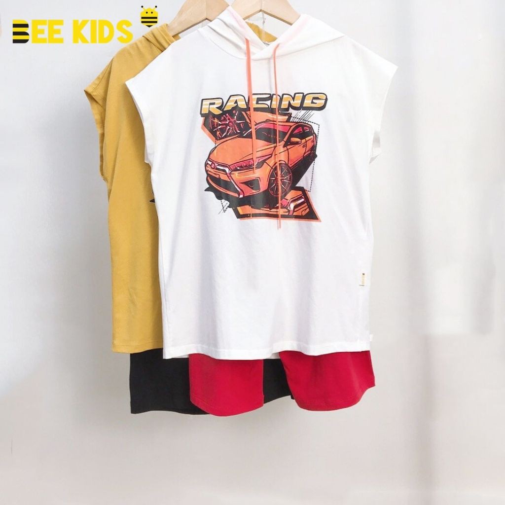 Bộ đồ bé trai size đại BEE KIDS - Bộ thể thao sát nách có mũ (7-14 Tuổi) chất cotton mùa hè cao cấp 8BT01238ST