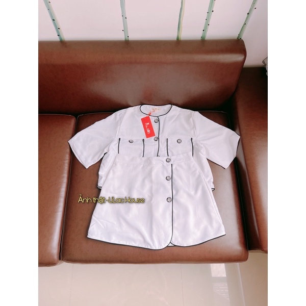 LILAC- Set váy trắng viền đen QCCC Loan Lâm