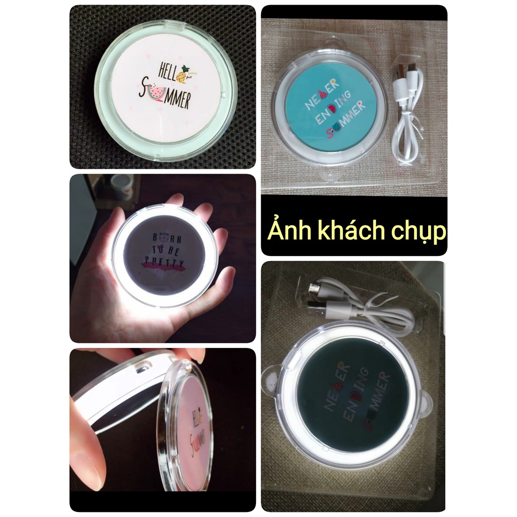 [Có ẢNH THẬT]Gương cầm tay mini tích hợp đèn led