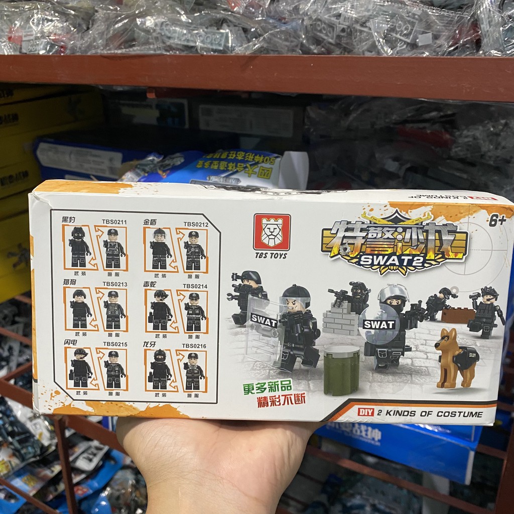 [12 Lính - Hộp Giấy]BỘ ĐỒ CHƠI XẾP HÌNH Minifigure LÍNH, Lego Lính Swat