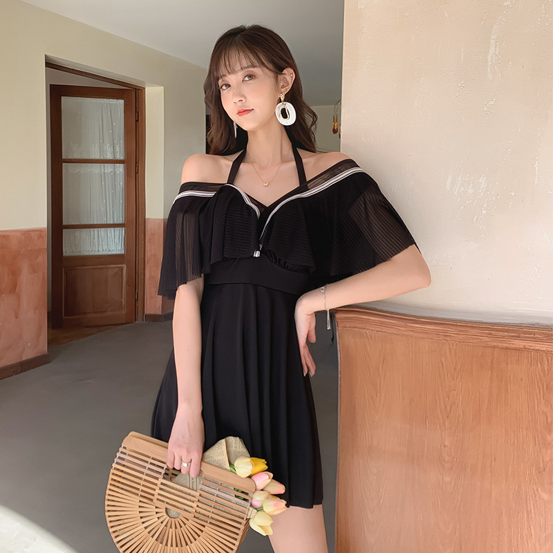 2021 One-Piece Conservative Swimwear, New Hot Spring Swimwear, Solid Color Covering Flesh and Thinning Swimsuit with Steel Support | BigBuy360 - bigbuy360.vn