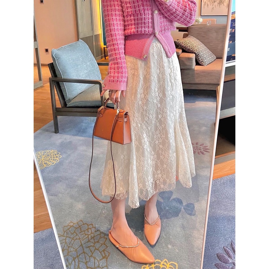 Chân Váy Đuôi Cá Lưng Cao Phối Ren Màu Trắng Thời Trang Mùa Hè Cho Nữ Sense2021Spring 15 | BigBuy360 - bigbuy360.vn