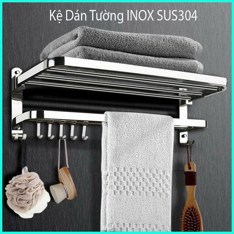 Giá Treo Khăn Tắm INOX 304 Kích thước 60cm Kèm Bộ Đinh Vít Khoan Tường - OENON