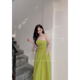 Đầm maxi dáng xòe cúp ngực 2 dây đan lưng!