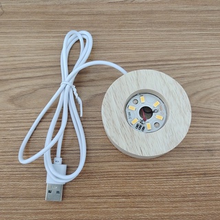 Đế đèn LED tròn bằng gỗ ánh sáng vàng ấm dùng cho trưng bày chất lượng cao