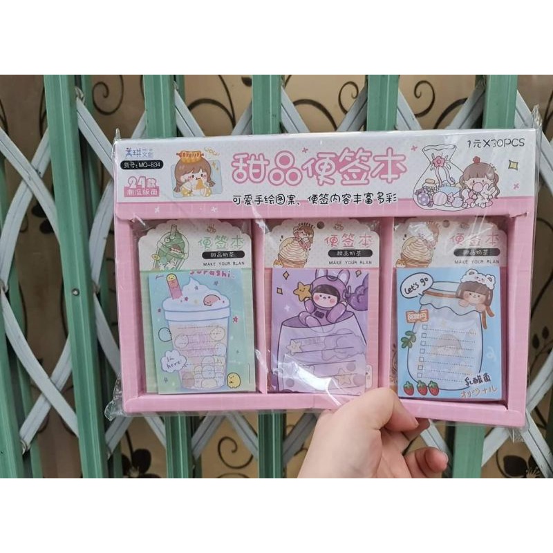 Sỉ: Thùng 30 thếp giấy note ghi chú trà sữa, kem mã MQ-834