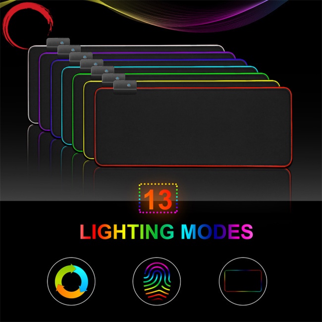 Tấm Lót Chuột Cao Su Rgb Siêu Mịn Chống Trượt 13 Chế Độ Có Đèn Nền