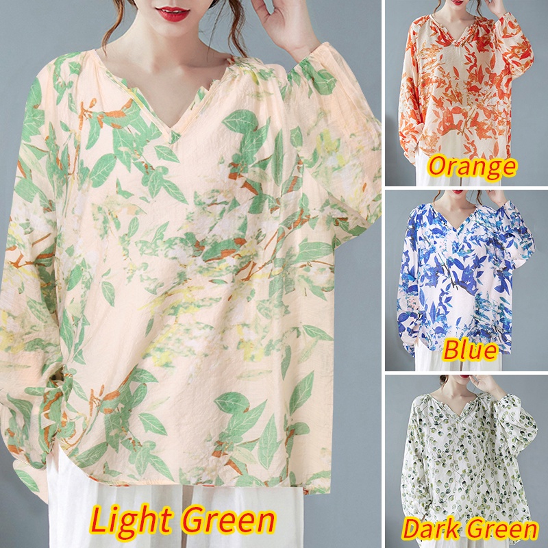 Áo dáng dài ZANZEA dáng rộng tay dài cổ chữ V cổ tay co giãn in họa tiết vintage thời trang cho nữ