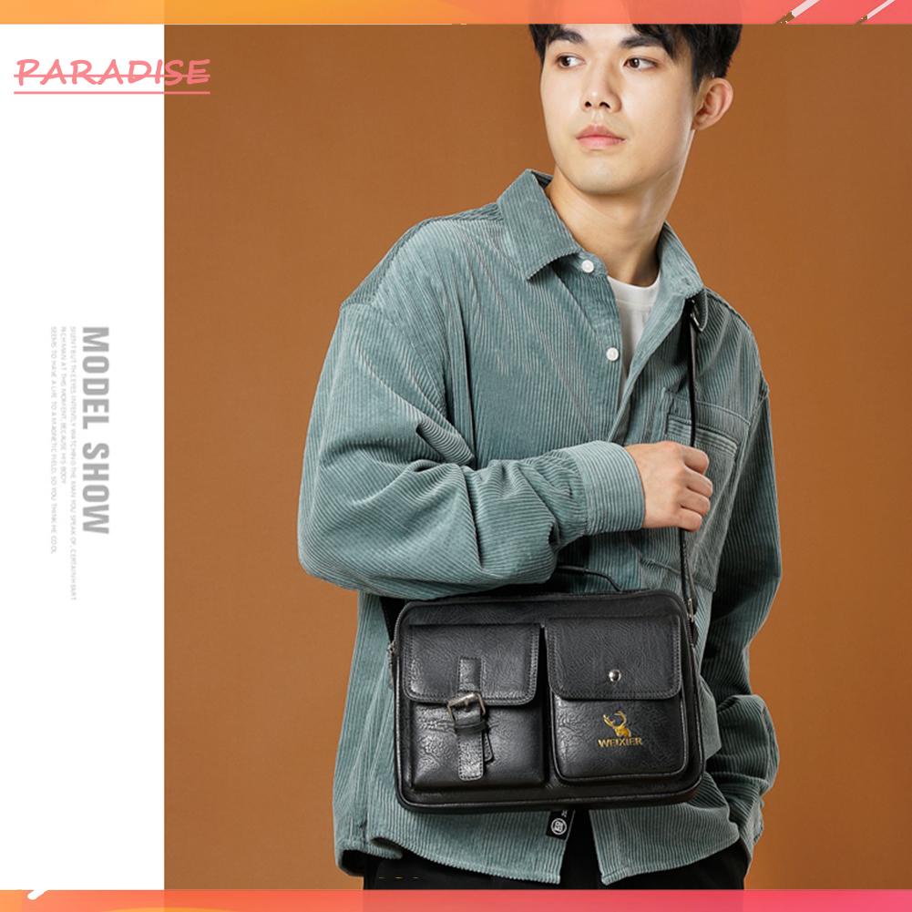 Túi Xách Da PU Nhiều Ngăn Phong Cách Vintage Cho Nam