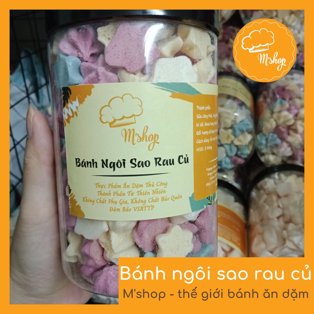 BÁNH ĂN DẶM HÌNH NGÔI SAO VỊ SỮA CHUA VÀ RAU CỦ - dành cho bé 5 tháng trở lên - 60gram