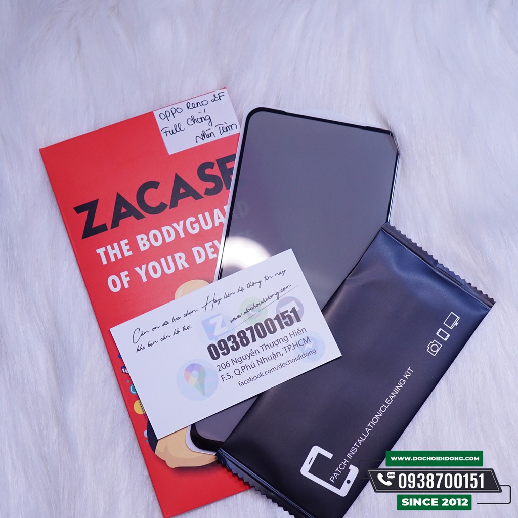 Dán cường lực chống nhìn trộm Oppo Reno 2F Zacase Anti Spy full màn hình