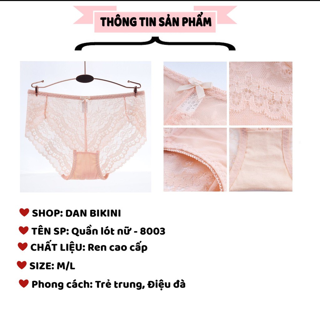 Quần Lót Nữ Ren Sexy Xuyên Thấu Thêu Hoạ Tiết Lá Quyến Rũ mã 8003