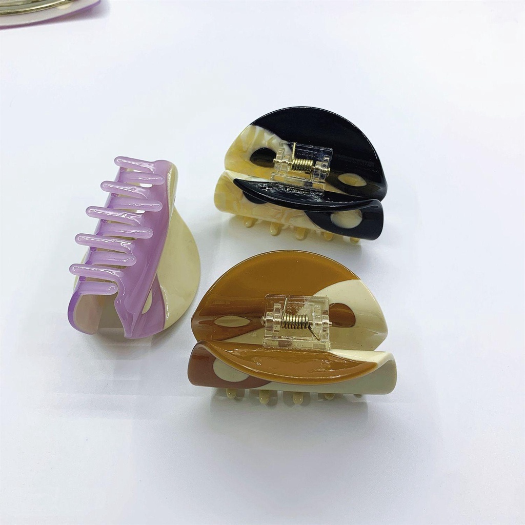 Kẹp Tóc Hình Bán Nguyệt Màu Trắng Đen Phong Cách Vintage