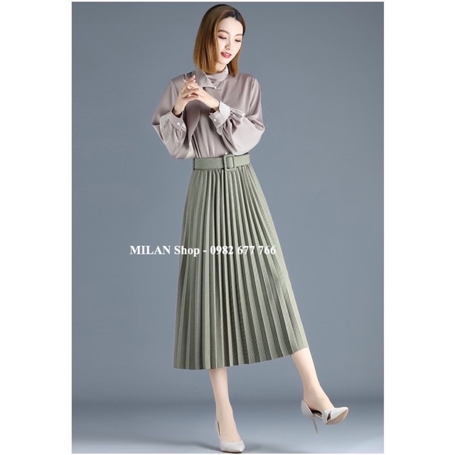 Chân váy xếp ly kèm đai chất mới nhiều màu. | BigBuy360 - bigbuy360.vn