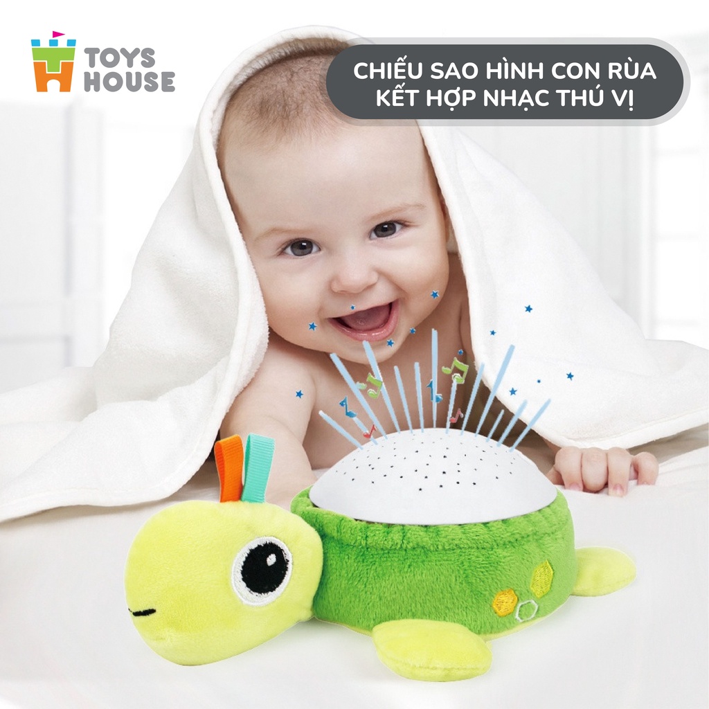 Đèn chiếu trăng sao ru ngủ Toyshouse 1021-KK-66205 hình rùa con dễ thương có nhạc trắng ru ngủ