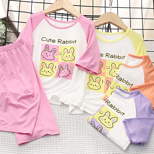 Bộ quần áo thun cotton lửng cho bé gái size đại đến 65kg - Cute Rabbit