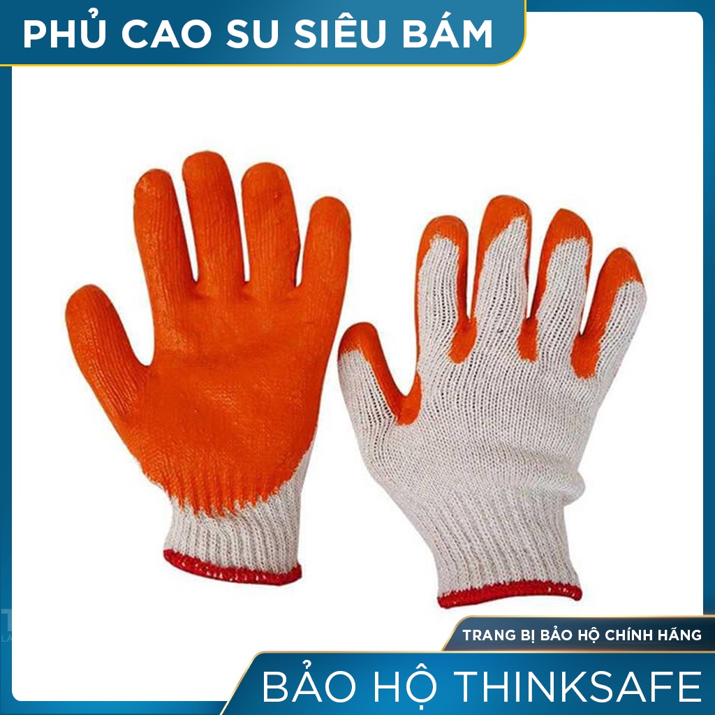 Găng tay bảo hộ phủ cao su Thinksafe găng catton chống trơn, nóng hóa chất bao tay phủ cao su Kim 10