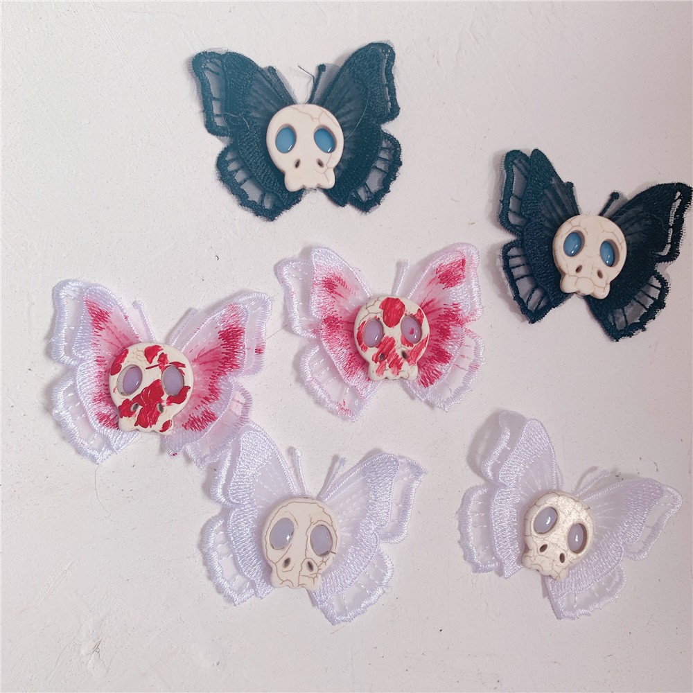 Kẹp Tóc Hình Đầu Lâu Phong Cách Lolita Y2K