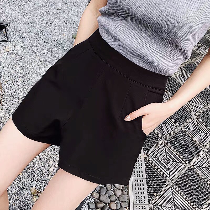 Quần short đùi nữ cạp cao chất tuyết mưa Quần đùi ôm lưng cao có túi ALALA