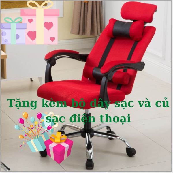 Ghế văn phòng, làm việc, tựa lưng, gác chân cao cấp TẶNG KÈM Bộ củ sạc điện thoại + Dây sạc siêu dài