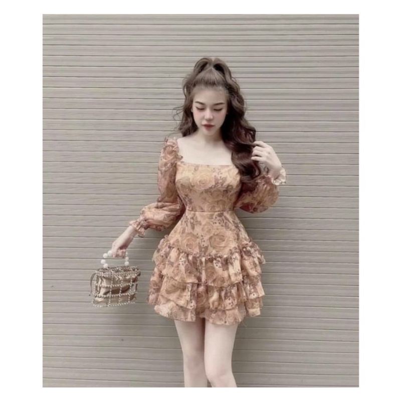 Đầm xòe voan hoa tầng phong cách ngọt ngào- quyến rũ