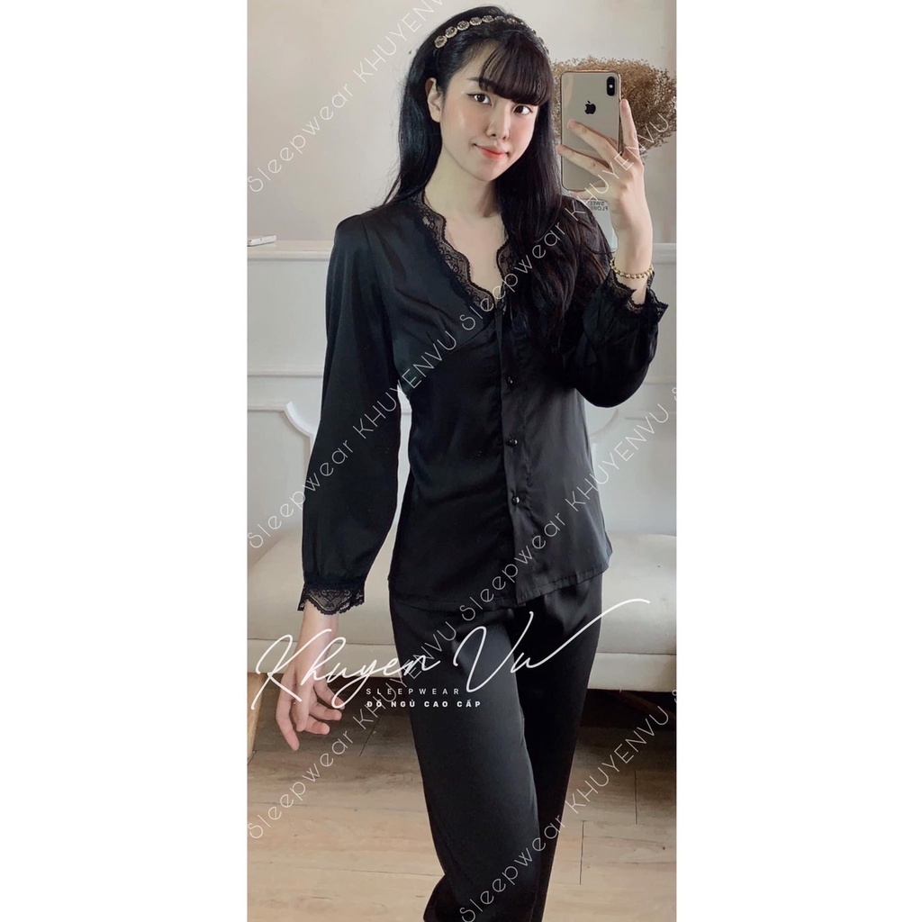 Set Pijama Lụa Dài Tay Tiểu Thư - Bộ Mặc Nhà Sang Chảnh Nhẹ Nhàng- Lụa Quảng Châu Cao Cấp CA002 | BigBuy360 - bigbuy360.vn