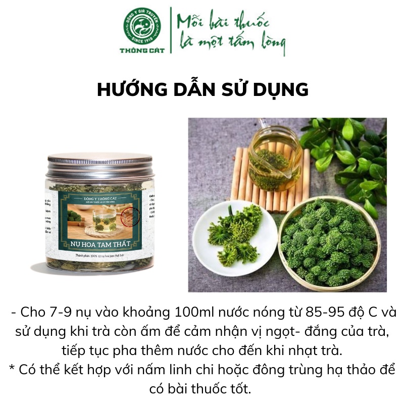 Nụ hoa tam thất Đông Y cao cấp Thông Cát_giúp ổn định huyết áp, cải thiện tình trạng mất ngủ, ngủ không sâu giấc