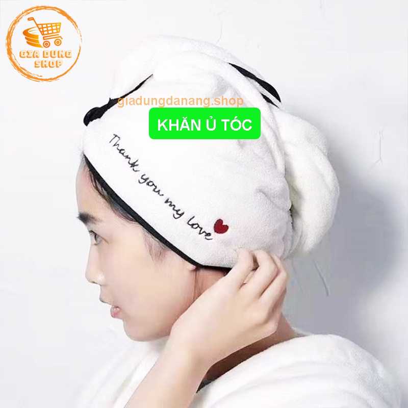 Khăn Ủ Tóc Quấn tóc Siêu Thấm Nhanh Khô Vải Cotton Mềm Mại